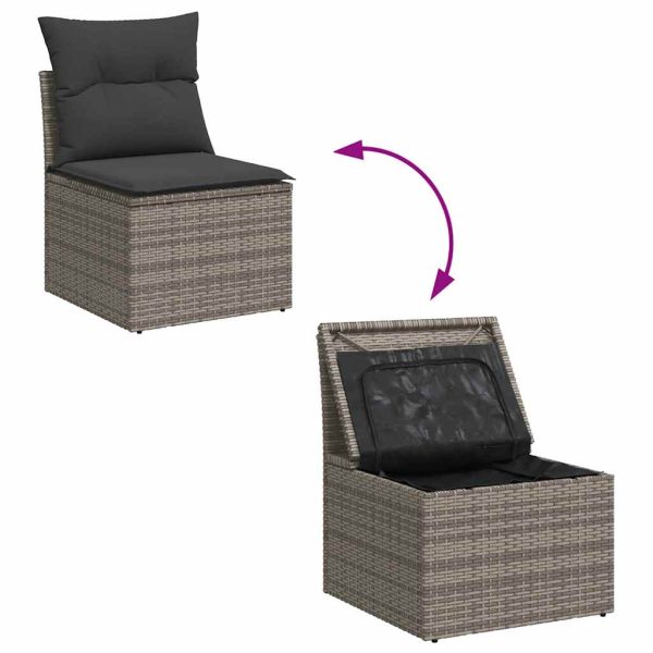 Loungeset Met Kussens Poly Rattan - Afbeelding 6