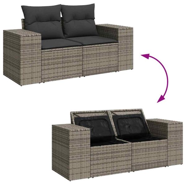 Loungeset Met Kussens Poly Rattan - Afbeelding 7