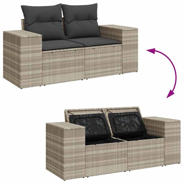 Loungeset Met Kussens Poly Rattan - Afbeelding 7