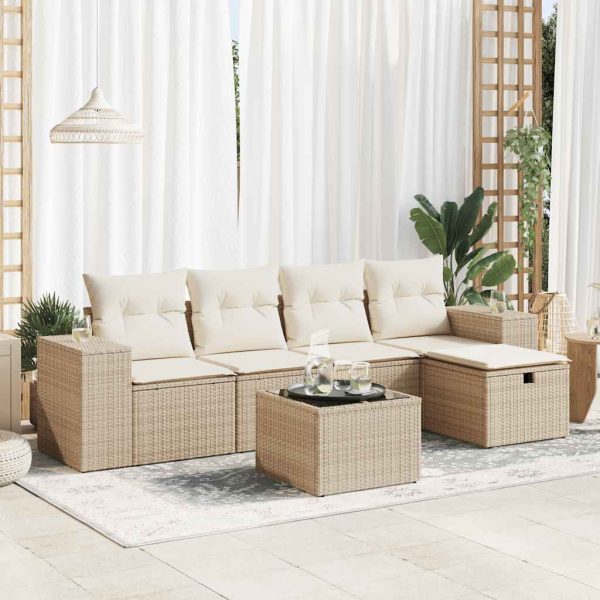 Loungeset Met Kussens Poly Rattan - Afbeelding 14