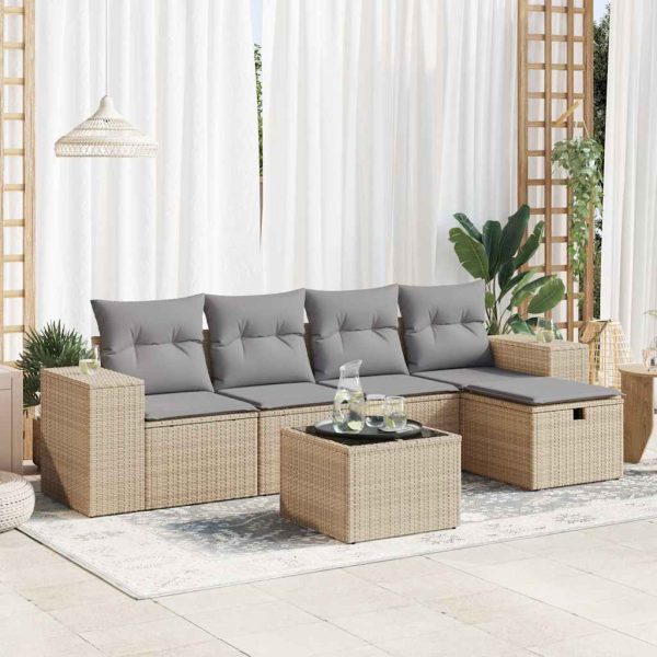 Loungeset Met Kussens Poly Rattan - Afbeelding 16