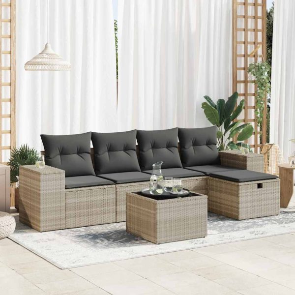 Loungeset Met Kussens Poly Rattan - Afbeelding 17