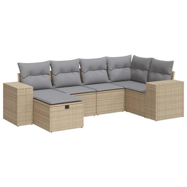 Loungeset Met Kussens Poly Rattan - Afbeelding 2