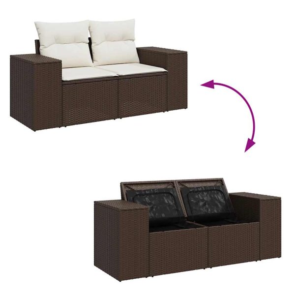 Loungeset Met Kussens Poly Rattan - Afbeelding 9