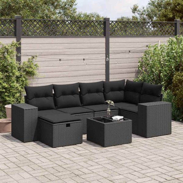 Loungeset Met Kussens Poly Rattan - Afbeelding 15