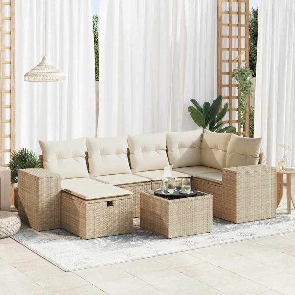 Loungeset Met Kussens Poly Rattan - Afbeelding 14