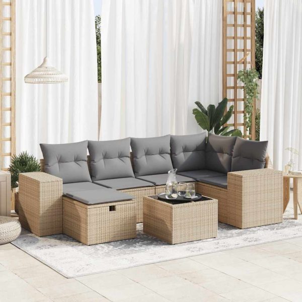 Loungeset Met Kussens Poly Rattan - Afbeelding 17