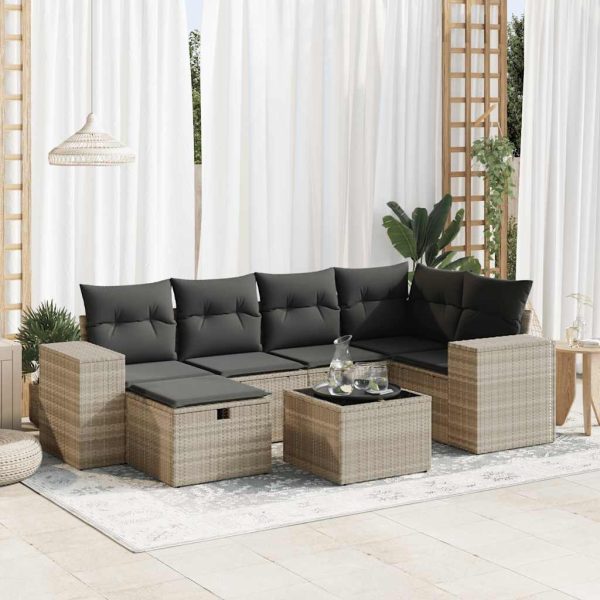 Loungeset Met Kussens Poly Rattan - Afbeelding 13