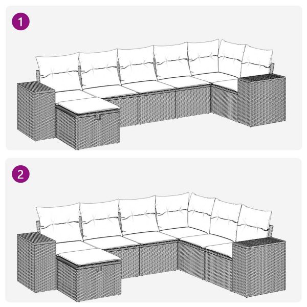 Loungeset Met Kussens Poly Rattan - Afbeelding 11