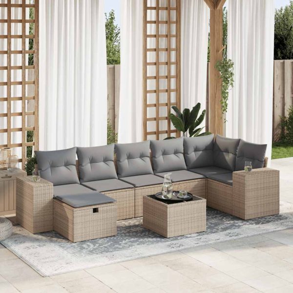 Loungeset Met Kussens Poly Rattan - Afbeelding 17