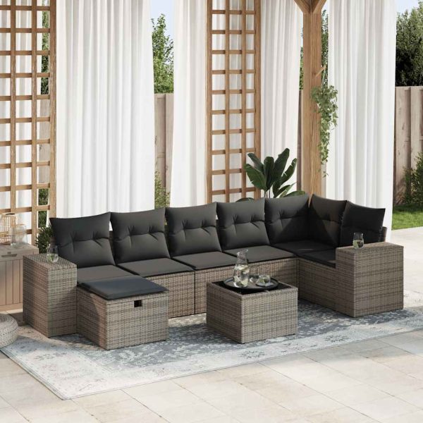 Loungeset Met Kussens Poly Rattan - Afbeelding 19