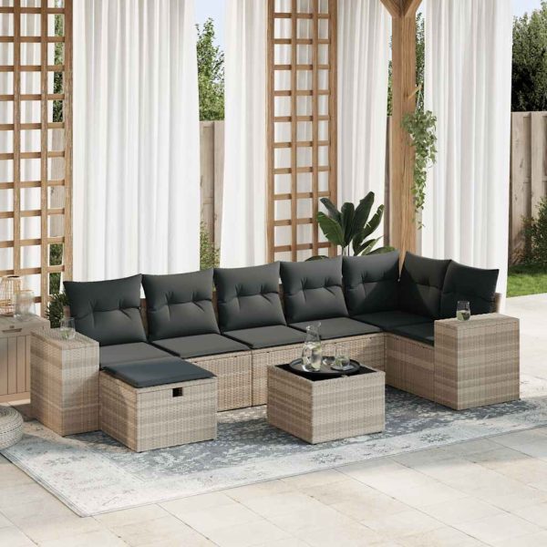 Loungeset Met Kussens Poly Rattan - Afbeelding 15