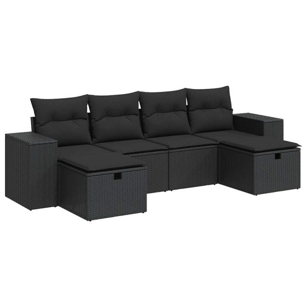 6-Delige Loungeset Met Kussens Poly Rattan - Afbeelding 2