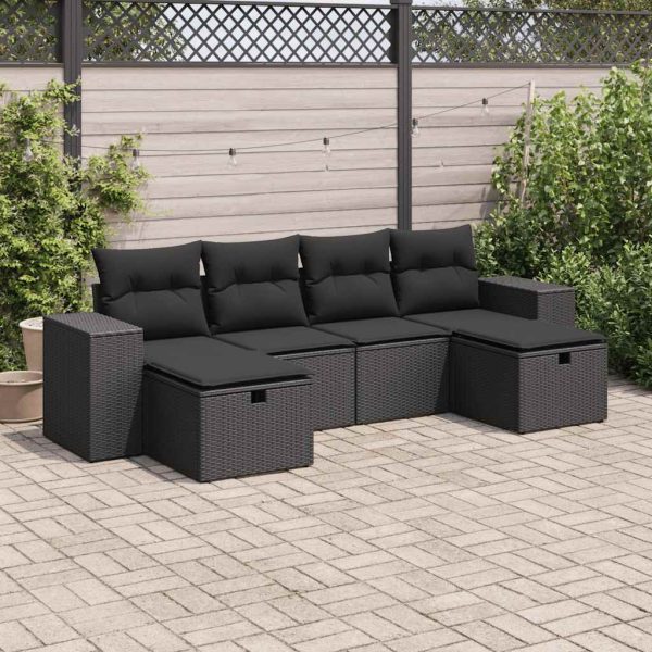 6-Delige Loungeset Met Kussens Poly Rattan