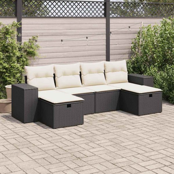 6-Delige Loungeset Met Kussens Poly Rattan - Afbeelding 15