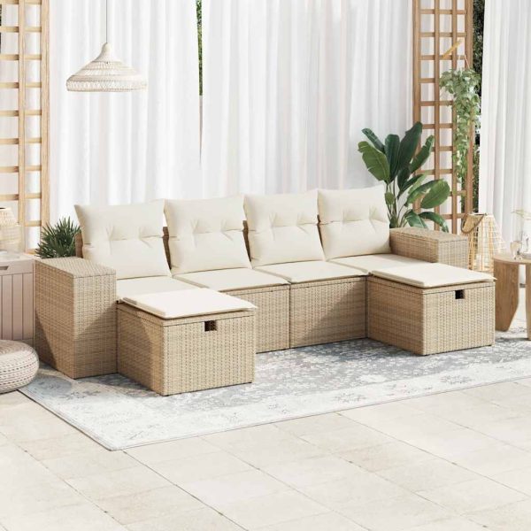 6-Delige Loungeset Met Kussens Poly Rattan - Afbeelding 18