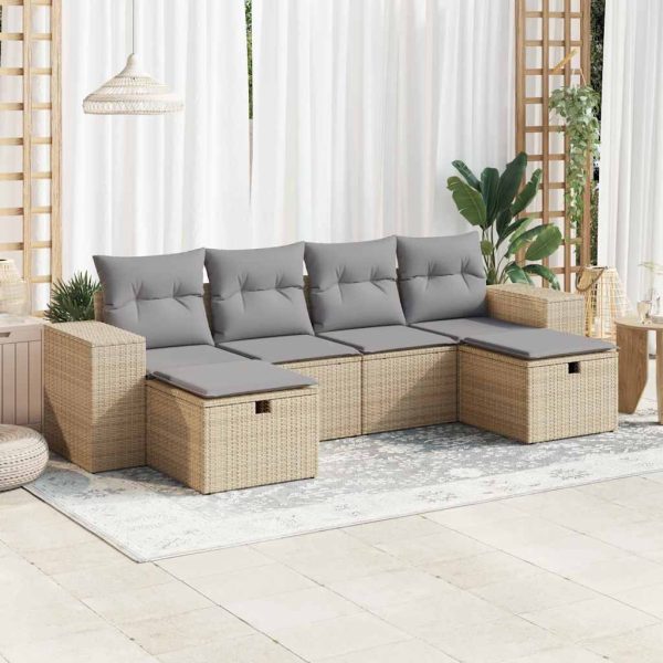 6-Delige Loungeset Met Kussens Poly Rattan - Afbeelding 16