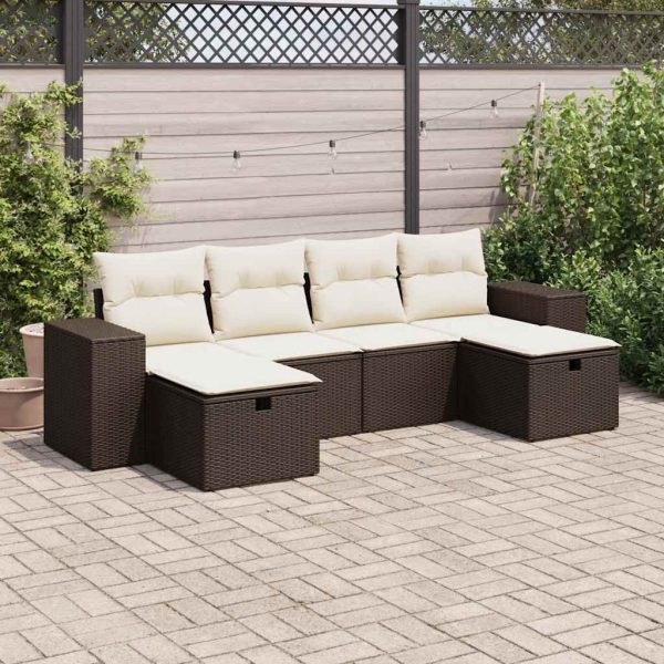 6-Delige Loungeset Met Kussens Poly Rattan - Afbeelding 14