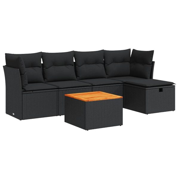 6-Delige Loungeset Met Kussens Poly Rattan - Afbeelding 2