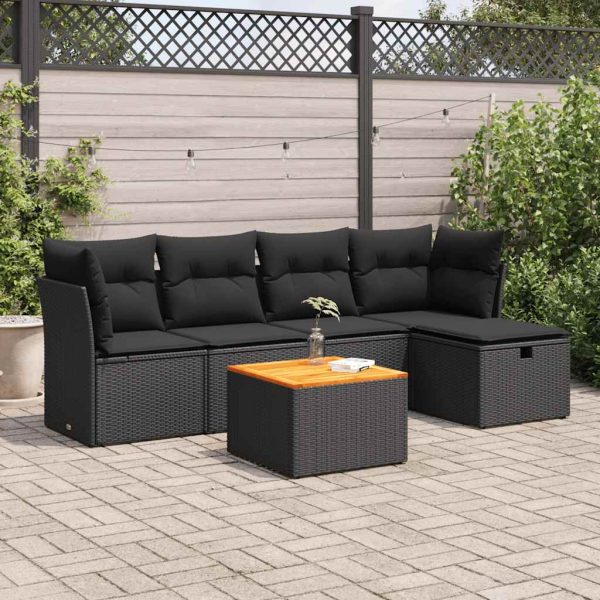 6-Delige Loungeset Met Kussens Poly Rattan