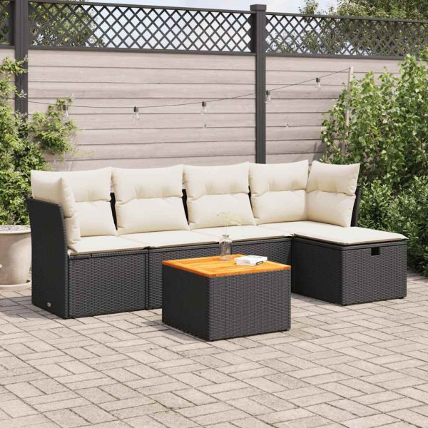 6-Delige Loungeset Met Kussens Poly Rattan - Afbeelding 13