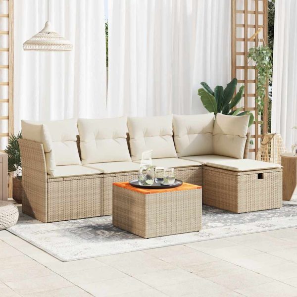 6-Delige Loungeset Met Kussens Poly Rattan - Afbeelding 14