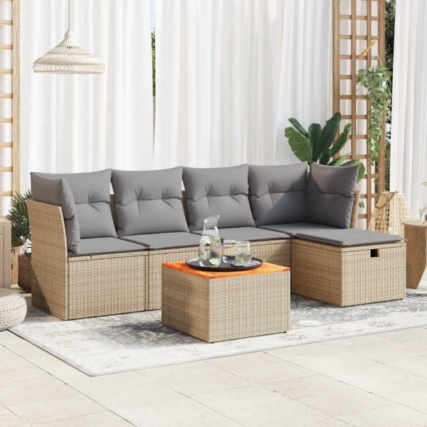 6-Delige Loungeset Met Kussens Poly Rattan - Afbeelding 16