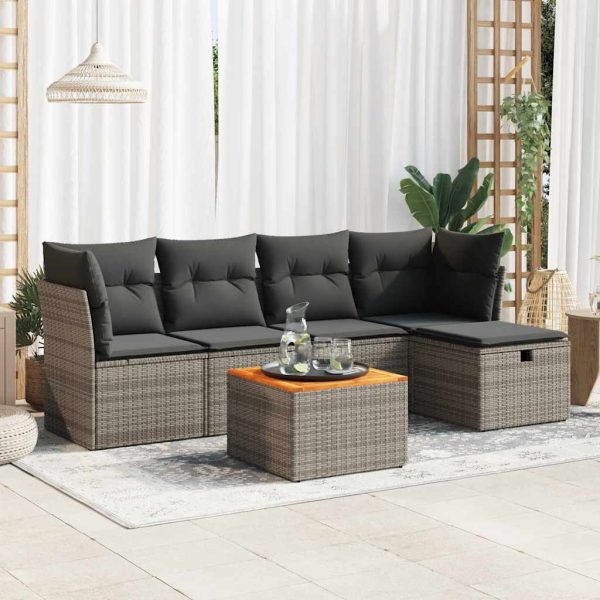 6-Delige Loungeset Met Kussens Poly Rattan - Afbeelding 15