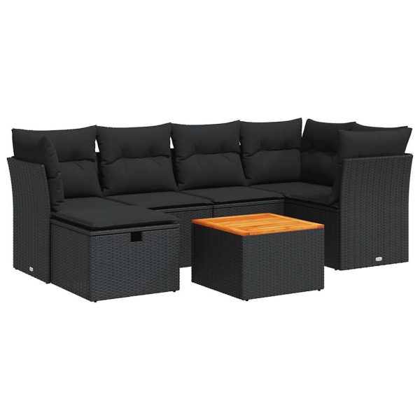 7-Delige Loungeset Met Kussens Poly Rattan - Afbeelding 2