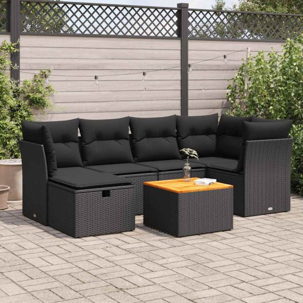 7-Delige Loungeset Met Kussens Poly Rattan