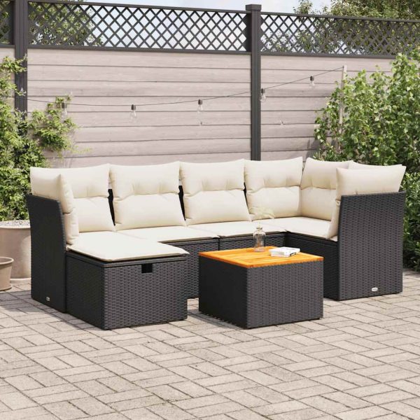 7-Delige Loungeset Met Kussens Poly Rattan - Afbeelding 13