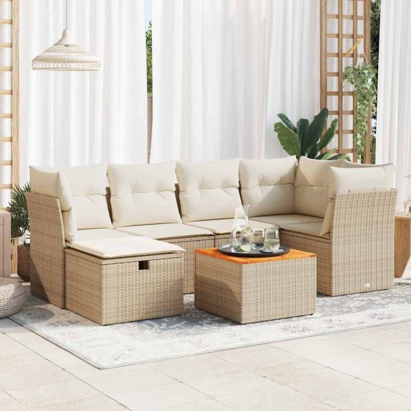 7-Delige Loungeset Met Kussens Poly Rattan - Afbeelding 14