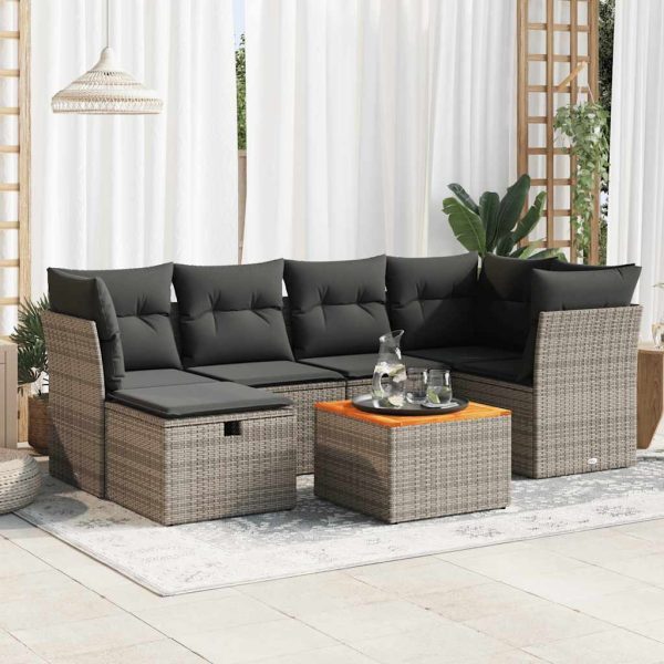 7-Delige Loungeset Met Kussens Poly Rattan - Afbeelding 15