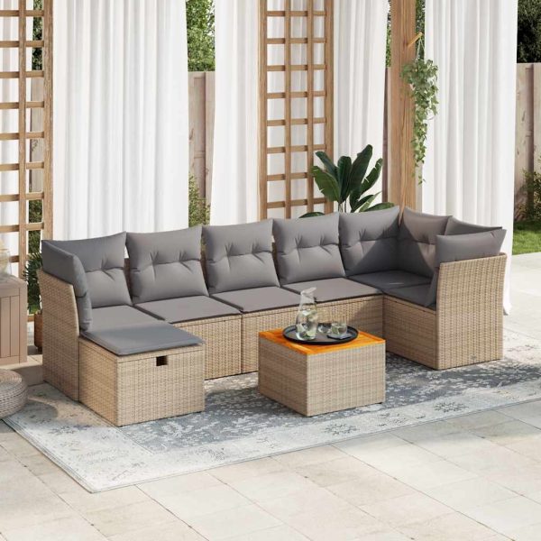 8-Delige Loungeset Met Kussens Poly Rattan - Afbeelding 14