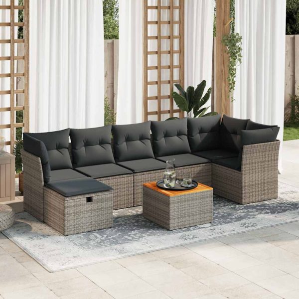 8-Delige Loungeset Met Kussens Poly Rattan - Afbeelding 16