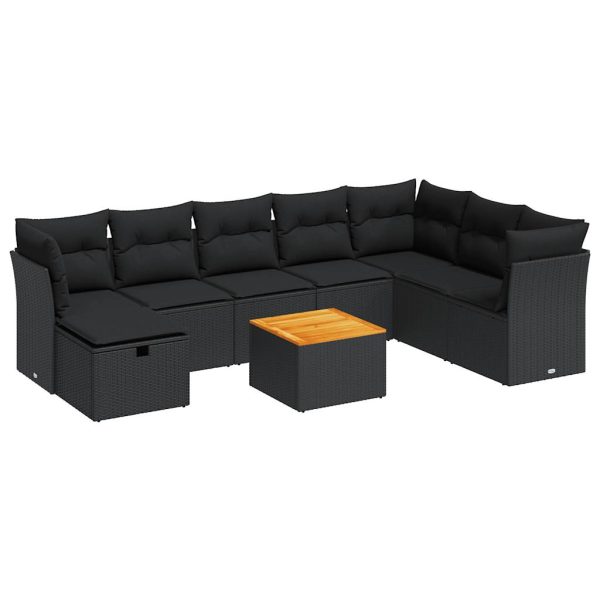 9-Delige Loungeset Met Kussens Poly Rattan - Afbeelding 2