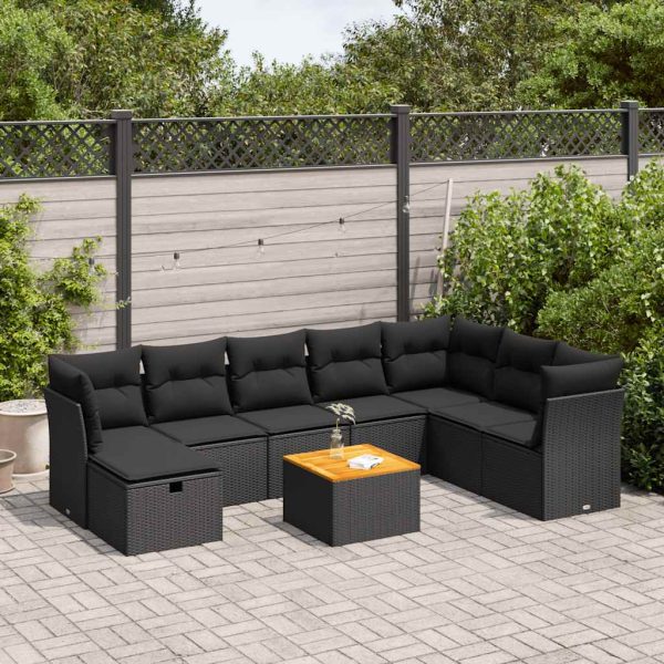 9-Delige Loungeset Met Kussens Poly Rattan