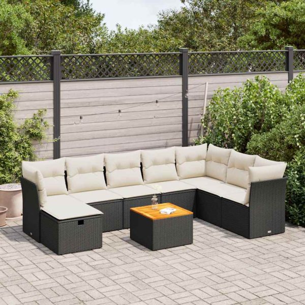 9-Delige Loungeset Met Kussens Poly Rattan - Afbeelding 13