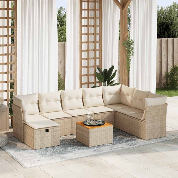 9-Delige Loungeset Met Kussens Poly Rattan - Afbeelding 15