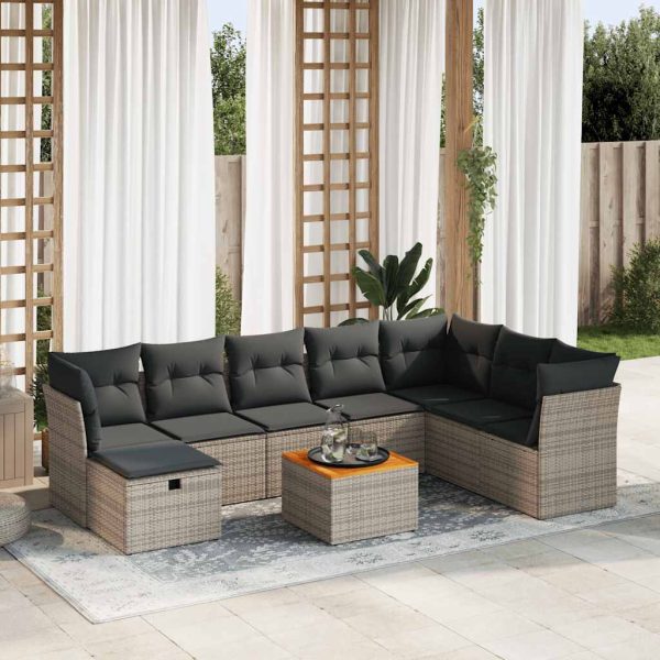 9-Delige Loungeset Met Kussens Poly Rattan - Afbeelding 16