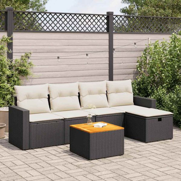 6-Delige Loungeset Met Kussens Poly Rattan - Afbeelding 16