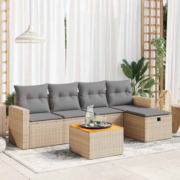 6-Delige Loungeset Met Kussens Poly Rattan - Afbeelding 15