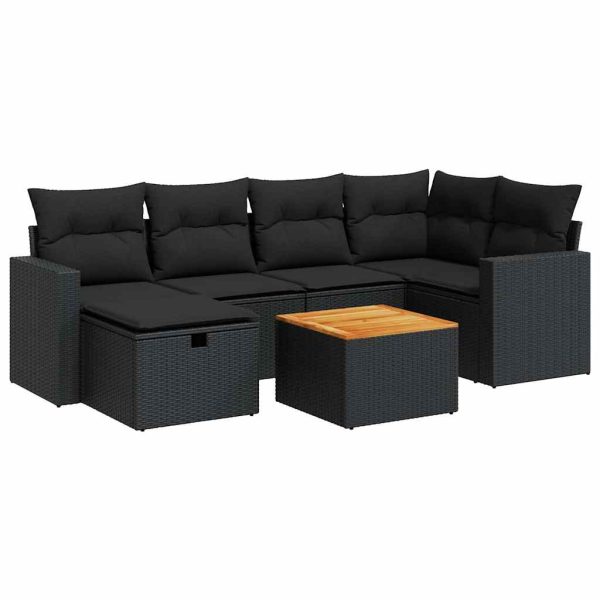 7-Delige Loungeset Met Kussens Poly Rattan - Afbeelding 2