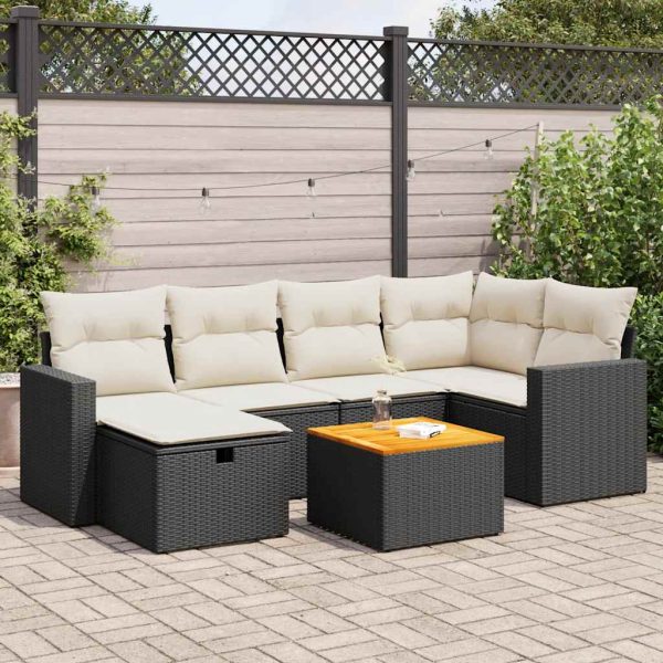 7-Delige Loungeset Met Kussens Poly Rattan - Afbeelding 15