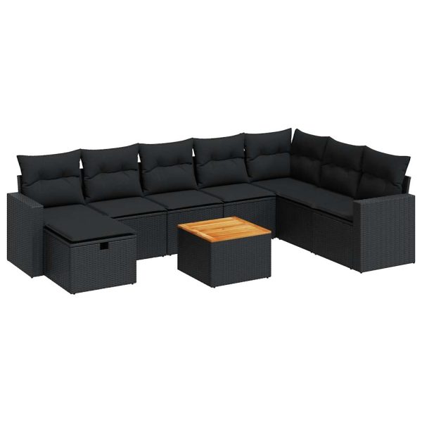 9-Delige Loungeset Met Kussens Poly Rattan - Afbeelding 2