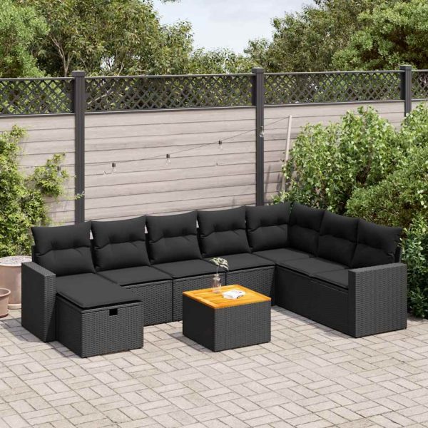 9-Delige Loungeset Met Kussens Poly Rattan