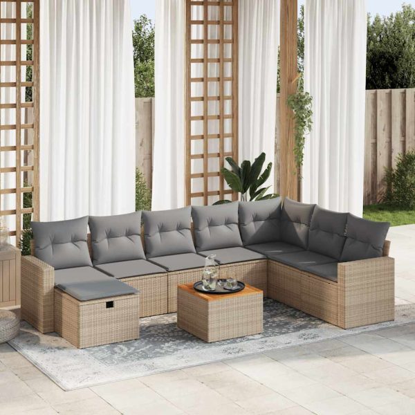 9-Delige Loungeset Met Kussens Poly Rattan - Afbeelding 13