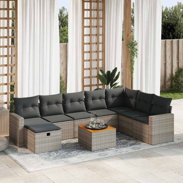 9-Delige Loungeset Met Kussens Poly Rattan - Afbeelding 16