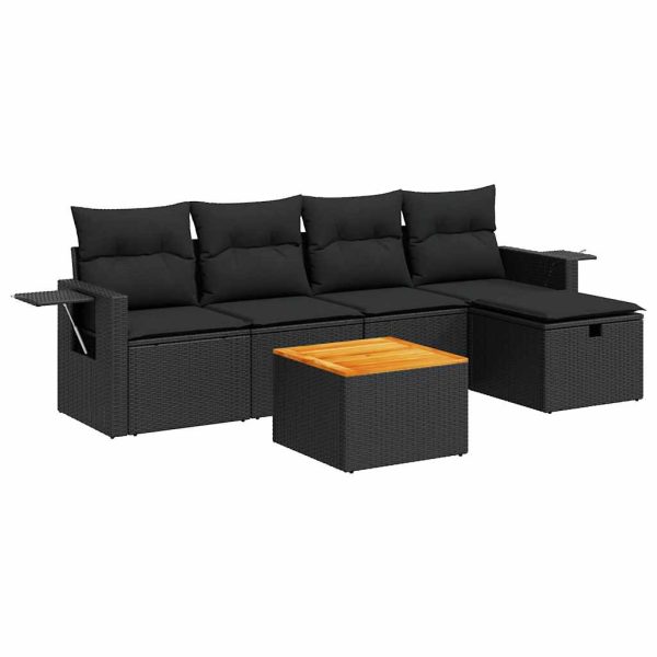 6-Delige Loungeset Met Kussens Poly Rattan - Afbeelding 2