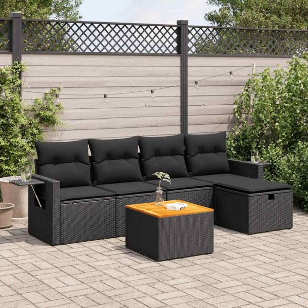 6-Delige Loungeset Met Kussens Poly Rattan